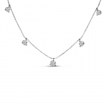 14K White Gold 5 Diamond Dangle Station Necklace