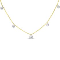 14K Yellow Gold graduated 7 stone Flaoting Diamond Necklace