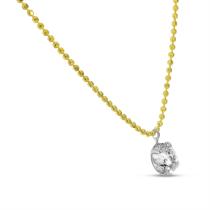 14K Yellow Gold Floating .50 ct Diamond Bead Chain Necklace