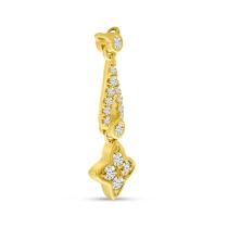 14K Yellow Gold Diamond Drop Clover Necklace