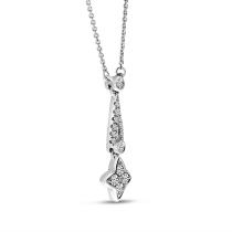 14K White Gold Diamond Drop Clover Necklace