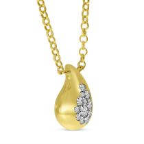 14K Yellow Gold Diamond Petite Teardrop Necklace