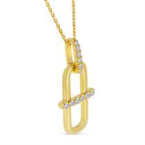 14K Yellow Gold Diamond Link Pendant