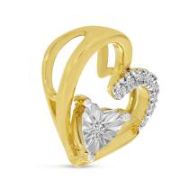14K Yellow Gold Diamond Open Heart Pendant