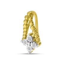 14K Yellow Gold Diamond Cluster Beaded Triangle Pendant