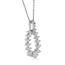 14K White Gold Diamond Oval Pendant