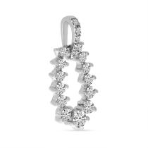 14K White Gold Diamond Oval Pendant