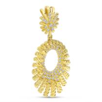 14K Diamond Textured Oval Pendant