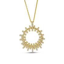 14K Yellow Gold Diamond Geometric Circle Pendant