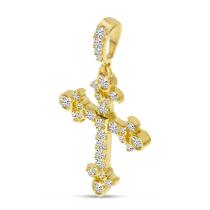14K Yellow Gold Diamond Fashion Cross Pendant