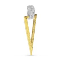 14K Two Tone Gold Diamond Textured Geometric Pendant