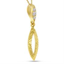 14K Yellow Gold Diamond Textured Marquise Pendant