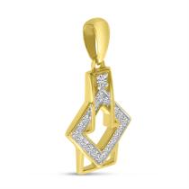 14K Yellow Gold Diamond Geometric Pendant