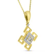 14K Yellow Gold Diamond Square Pendant