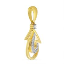 14K Yellow Gold Diamond Triangle and Pear Geometric Pendant