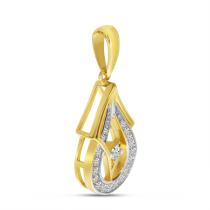 14K Yellow Gold Diamond Geometric Pear Pendant
