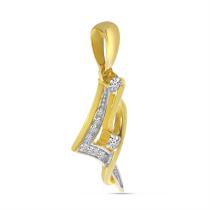 14K Yellow Gold Diamond Swirl Geometric Pendant