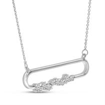 14K White Gold Diamond Paperclip Necklace