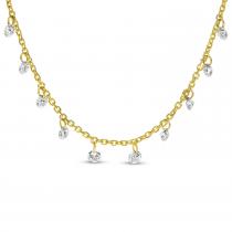 14K Yellow Gold Dashing Diamonds 10 Diamond .50 Ct 18 inch Cable Necklace