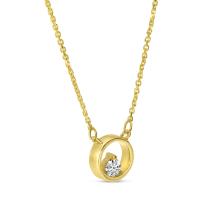 14K Yellow Gold Petite Single Diamond Circle Necklace