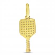 14K Yellow Gold Pave Diamond Pickleball Racket Pendant