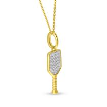 14K Yellow Gold Pave Diamond Pickleball Racket Pendant