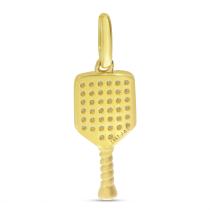 14K Yellow Gold Pave Diamond Pickleball Racket Pendant