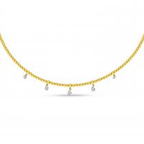 14K Yellow Gold Dashing Diamonds Beaded Collar Necklace