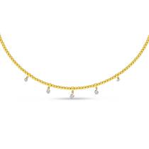 14K Yellow Gold Dashing Diamonds Beaded Collar Necklace