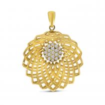 14K Yellow Gold Diamond Lightweight Floral Pendant