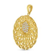 14K Yellow Gold Diamond Lightweight Floral Pendant