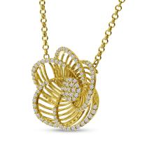 14K Yellow Gold Diamond Lightweight Floral Necklace