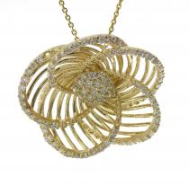 14K Yellow Gold Diamond Lightweight Floral Pendant