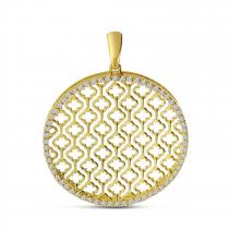 14K Yellow Gold Diamond Lightweight Disc Pendant