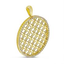 14K Yellow Gold Diamond Lightweight Disc Pendant