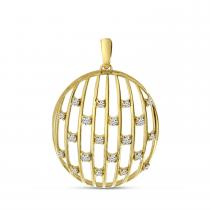 14K Yellow Gold Diamond Lightweight Puff Pendant