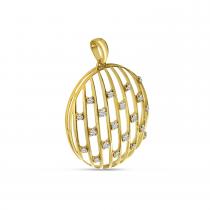 14K Yellow Gold Diamond Lightweight Puff Pendant