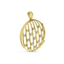 14K Yellow Gold Diamond Lightweight  Puff Pendant