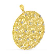 14K Yellow Gold Diamond Lightweight Filigree Pendant