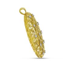 14K Yellow Gold Diamond Lightweight Filigree Pendant
