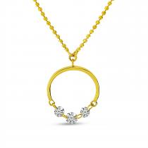 14K Yellow Gold Dashing Diamond Half Circle Necklace
