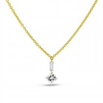 14K Yellow Gold Dashing Diamond Baguette and Pear Diamond Drop Necklace