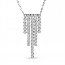 14K White Gold Diamond Waterfall 5 Row Cascading Necklace