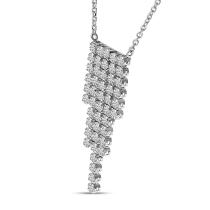 14K White Gold Diamond Waterfall 5 Row Cascading Necklace