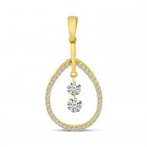 14K Yellow Gold Dashing Diamond Pear Shape Diamond Pendant