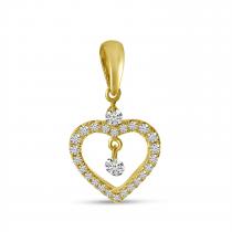 14K Yellow Gold Dashing Diamond Open Heart Diamond Pendant