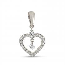 14K White Gold Dashing Diamond Open Heart Diamond Pendant