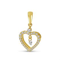 14K Yellow Gold Dashing Diamond Open Heart Diamond Pendant
