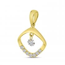 14K Yellow Gold Dashing Diamond Cushion Shape Diamond Pendant