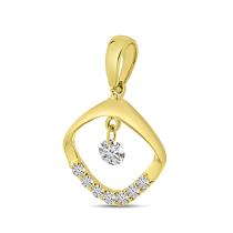 14K Yellow Gold Dashing Diamond Cushion Shape Diamond Pendant